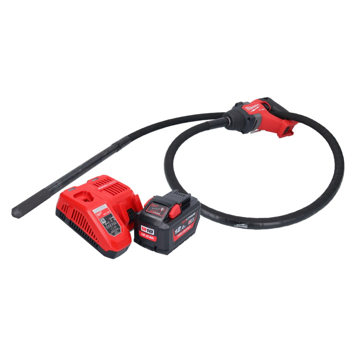 Vibrateur à béton sur batterie Milwaukee M18 FCVN24-121 18 V 2,4 m sans balais + 1x batterie 12,0 Ah + chargeur