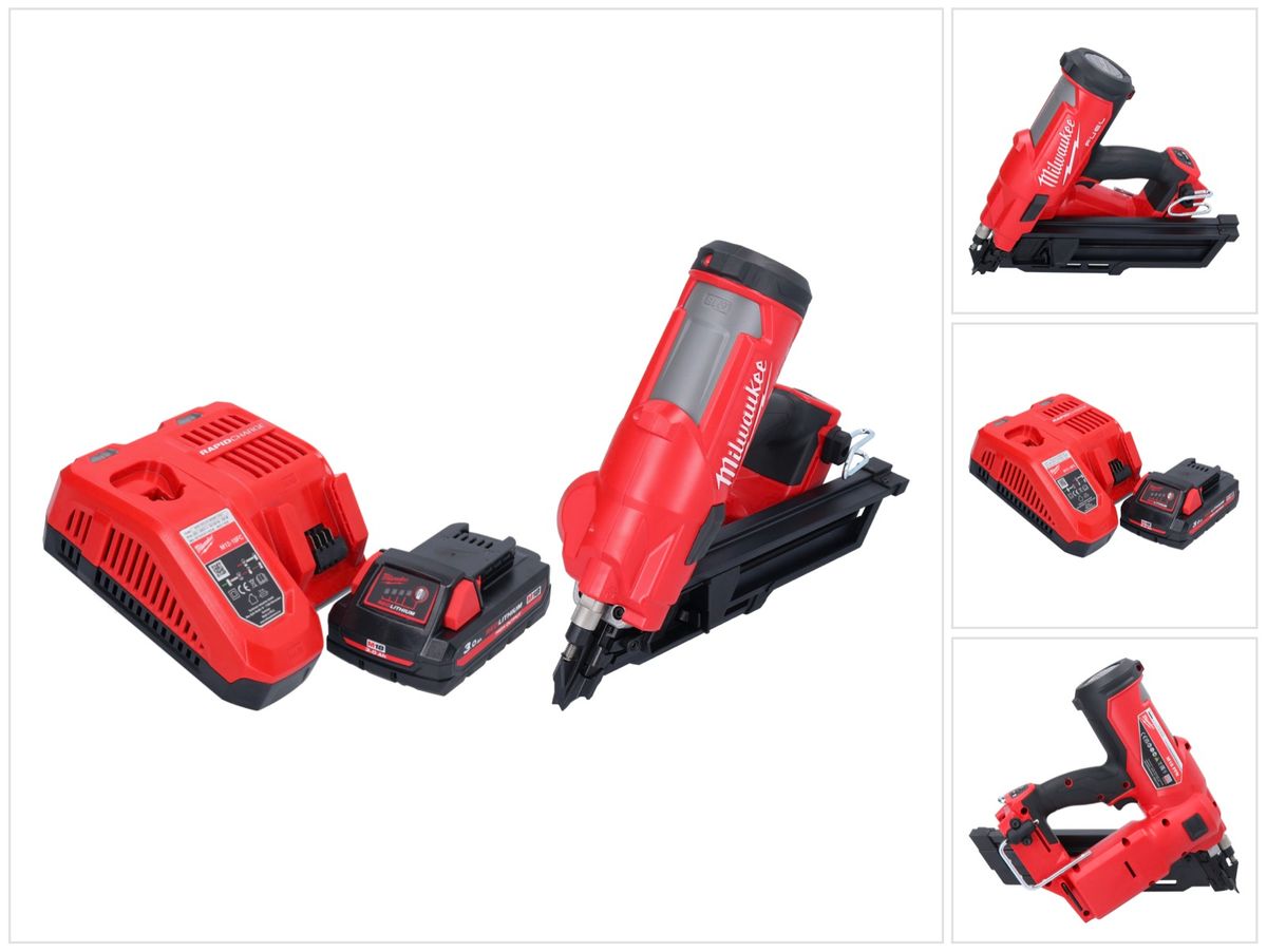 Cloueur à batterie Milwaukee M18 FFN-301 18 V 50 - 90 mm sans balais + 1x batterie 3,0 Ah + chargeur