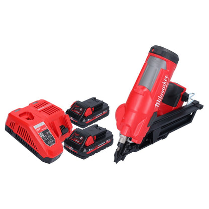 Cloueur à batterie Milwaukee M18 FFN-302 18 V 50 - 90 mm sans balais + 2x batteries 3,0 Ah + chargeur