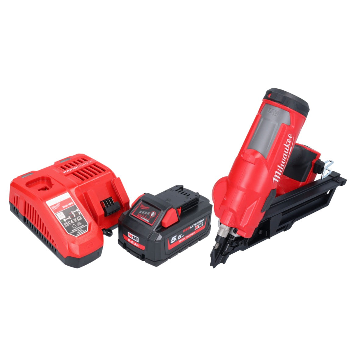 Cloueur à batterie Milwaukee M18 FFN-551 18 V 50 - 90 mm sans balai + 1x batterie 5,5 Ah + chargeur