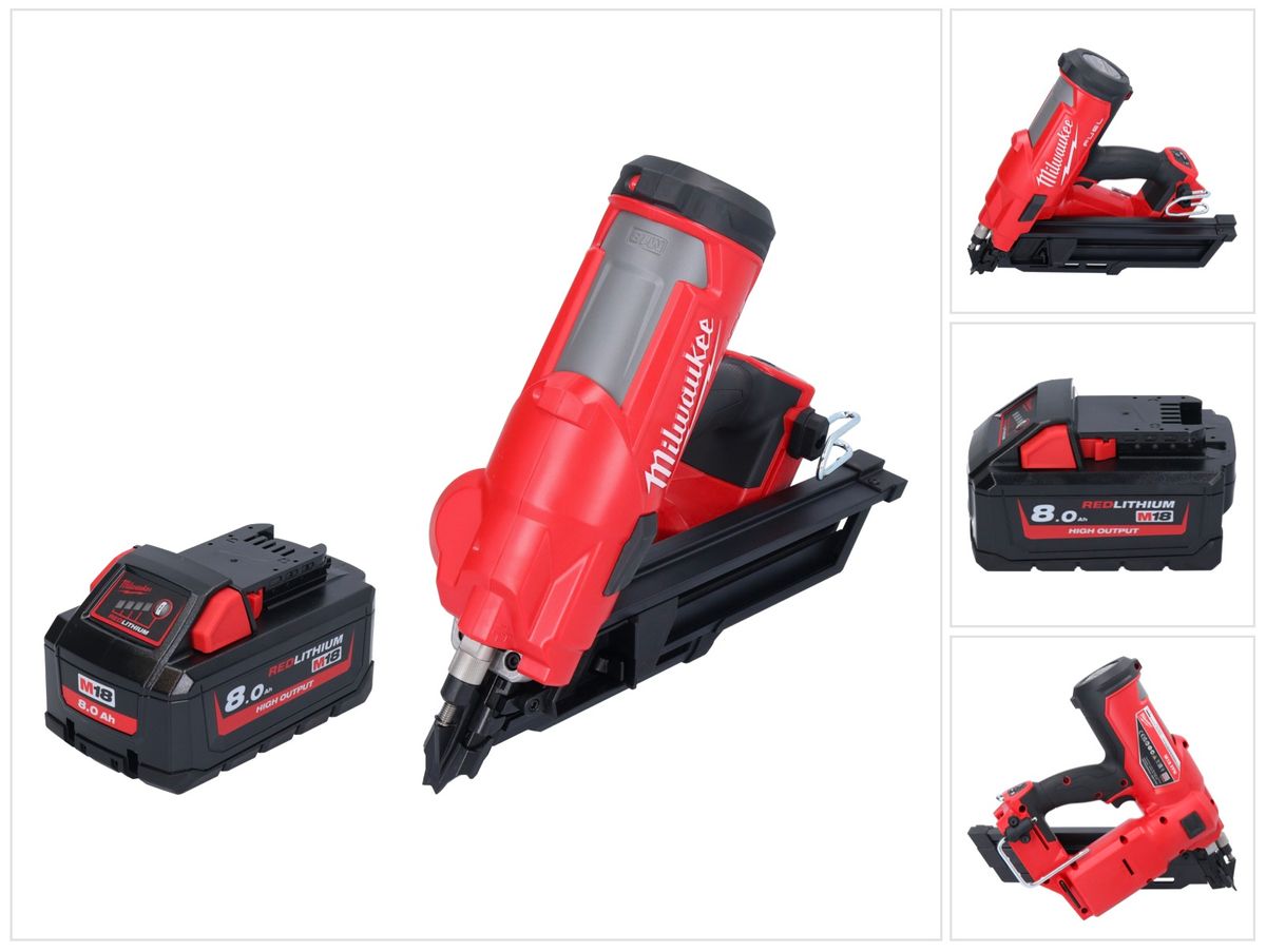 Cloueur à batterie Milwaukee M18 FFN-801 18 V 50 - 90 mm sans balais + 1x batterie 8,0 Ah - sans chargeur