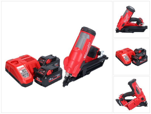 Cloueur à batterie Milwaukee M18 FFN-802 18 V 50 - 90 mm sans balais + 2x batteries 8,0 Ah + chargeur