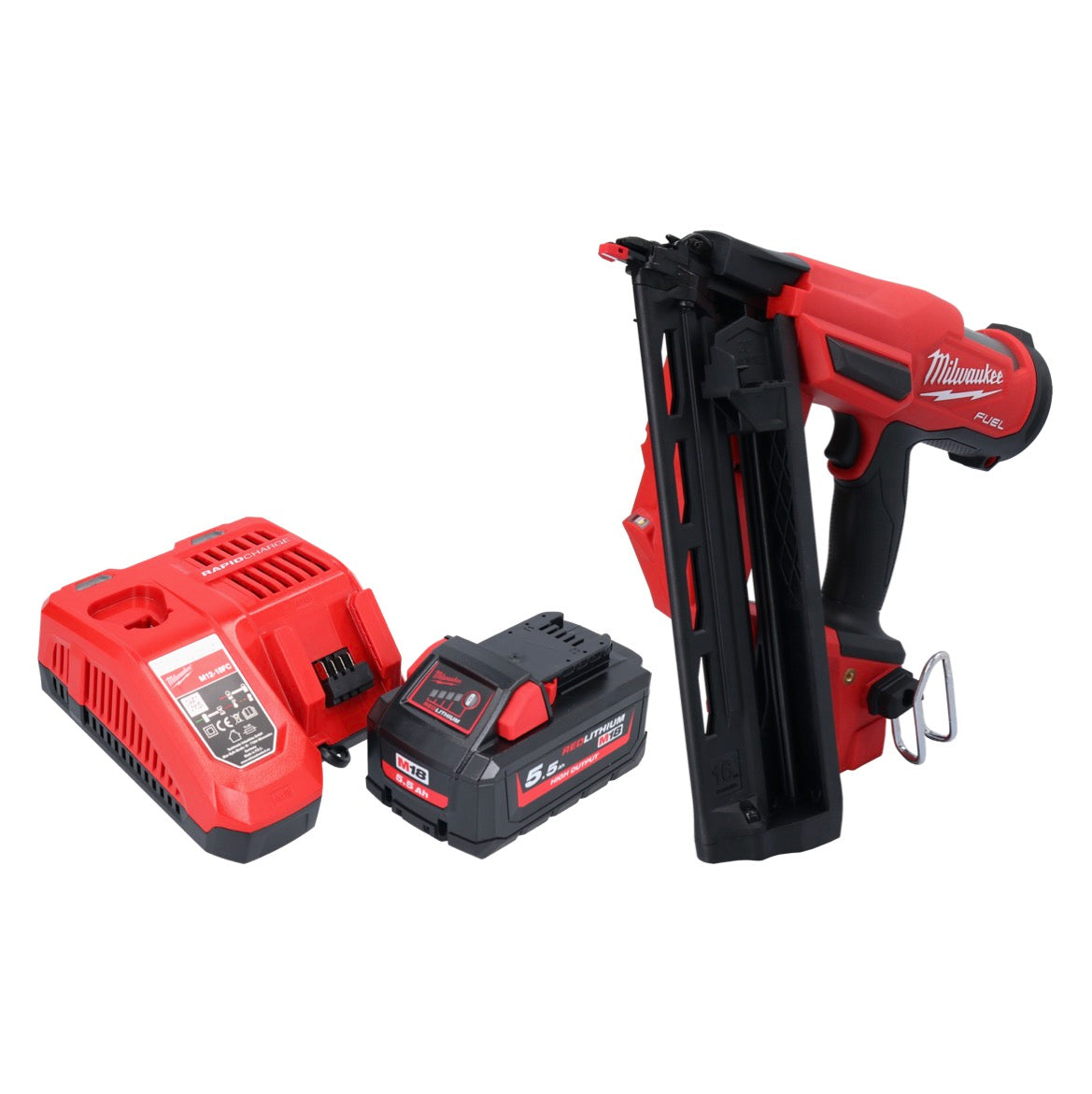 Milwaukee M18 FN16GA-551 Akku Nagler 18 V 32 - 64 mm Brushless + 1x Akku 5,5 Ah + Ladegerät