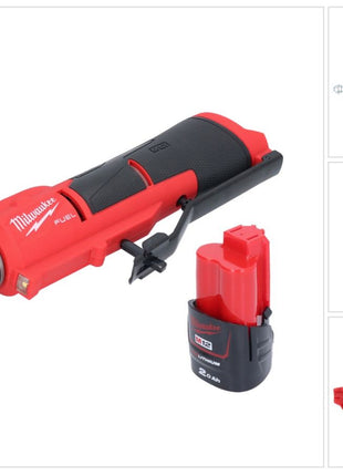 Dégrossisseur de pneu à batterie Milwaukee M12 FTB-201 12 V 7/16" Hex Brushless + 1x batterie 2,0 Ah - sans chargeur