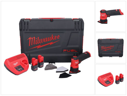 Meuleuse à pointes sur batterie Milwaukee M12 FDSS-252X 12 V 88,8 x 63,5 mm sans balais + 2x batterie 2,5 Ah + chargeur + boîtier HD