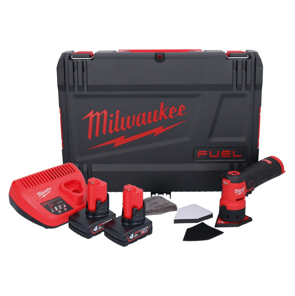 Meuleuse à pointes sur batterie Milwaukee M12 FDSS-402X 12 V 88,8 x 63,5 mm sans balais + 2x batterie 4,0 Ah + chargeur + boîtier HD