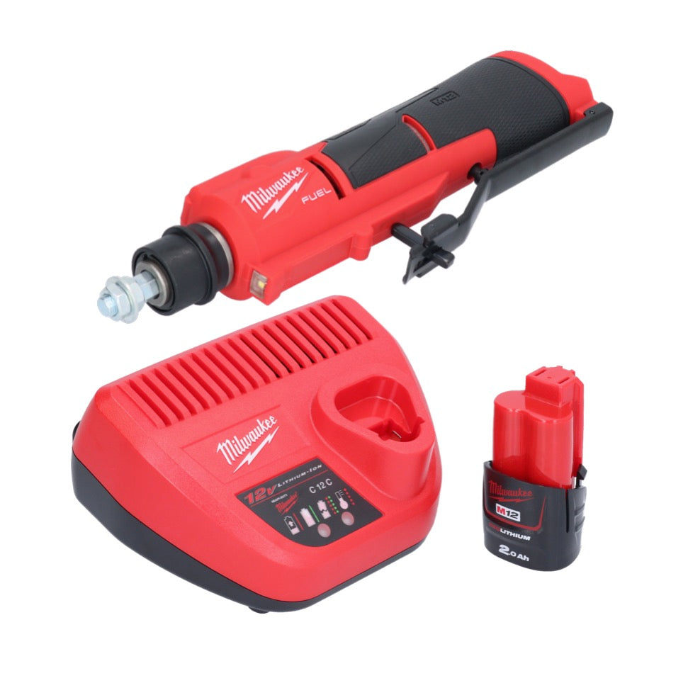 Dégrossisseur de pneu à batterie Milwaukee M12 FTB-201 12 V 7/16" Hex Brushless + 1x batterie 2,0 Ah + chargeur