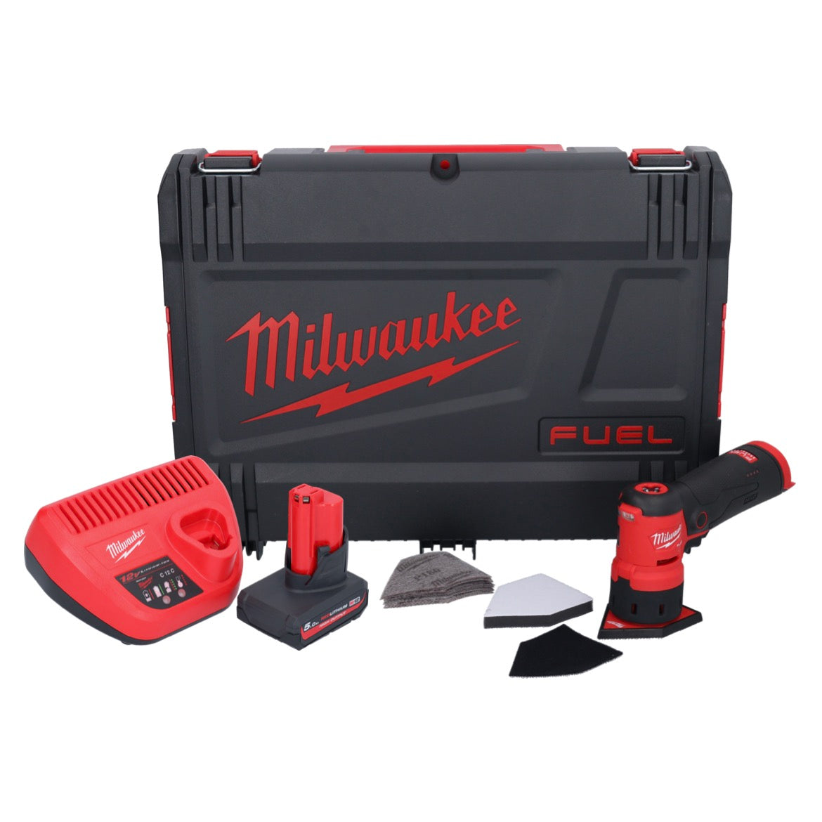 Milwaukee M12 FDSS-501X Akku Punktschleifer 12 V 88,8 x 63,5 mm Brushless + 1x Akku 5,0 Ah + Ladegerät + HD-Box