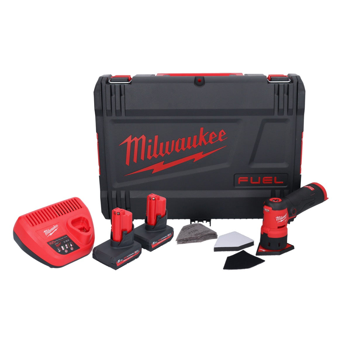 Meuleuse à pointes sur batterie Milwaukee M12 FDSS-502X 12 V 88,8 x 63,5 mm sans balais + 2x batterie 5,0 Ah + chargeur + boîtier HD