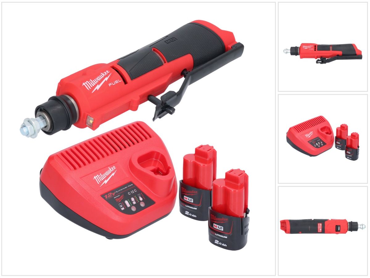 Dégrossisseur de pneu à batterie Milwaukee M12 FTB-202 12 V 7/16" Hex Brushless + 2x batterie 2,0 Ah + chargeur