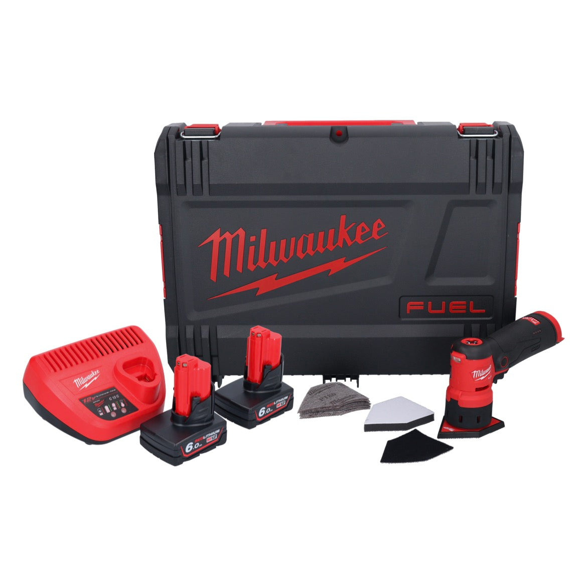 Meuleuse à pointes sur batterie Milwaukee M12 FDSS-602X 12 V 88,8 x 63,5 mm sans balais + 2x batterie 6,0 Ah + chargeur + boîtier HD