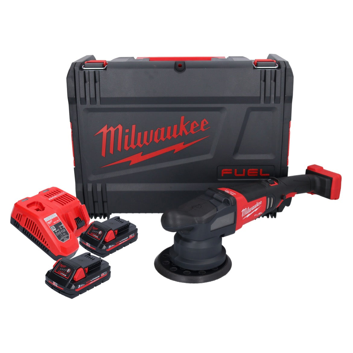 Polisseuse excentrique sur batterie Milwaukee M18 FROP21-302X 18 V 150 mm brushless + 2x batteries 3,0 Ah + chargeur + boîtier HD