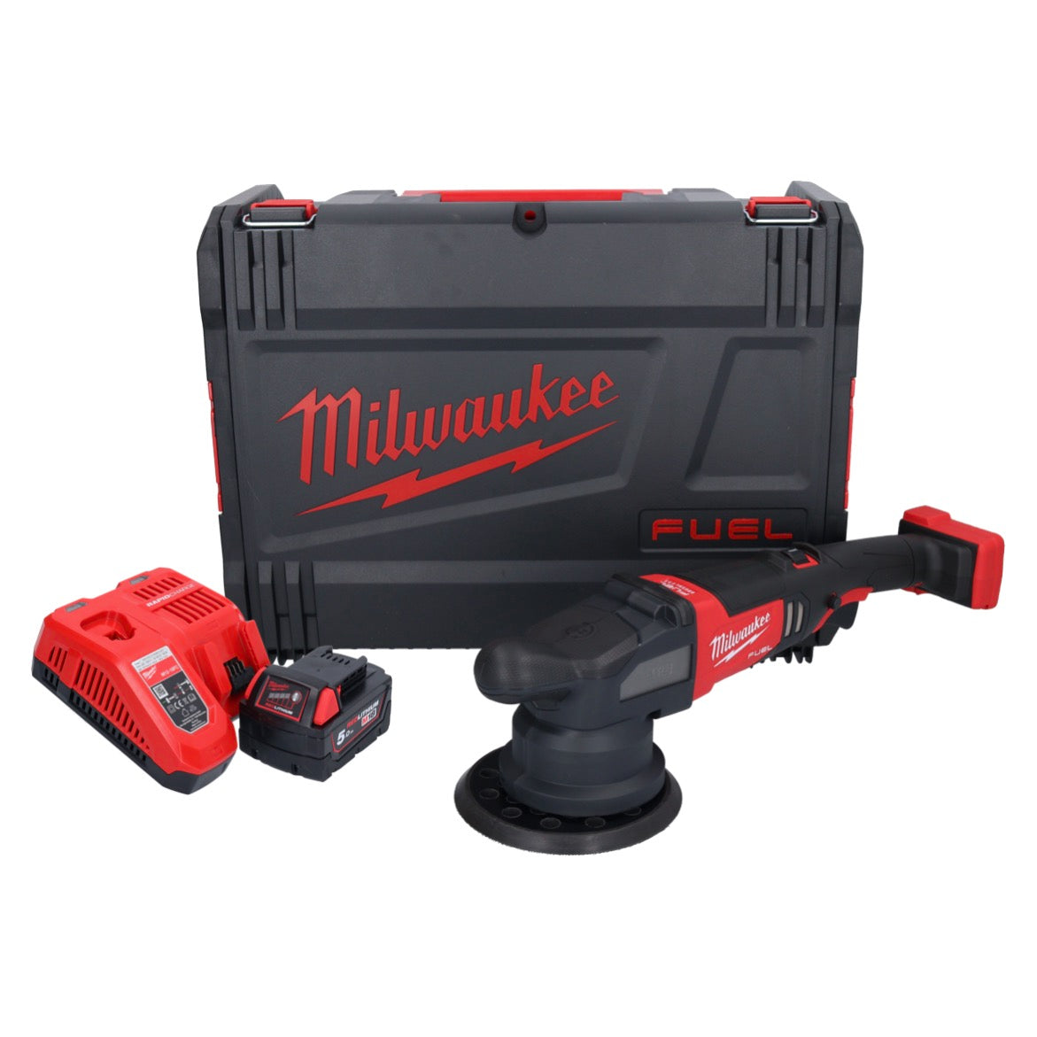 Polisseuse excentrique sur batterie Milwaukee M18 FROP21-501X 18 V 150 mm brushless + 1x batterie 5,0 Ah + chargeur + boîtier HD