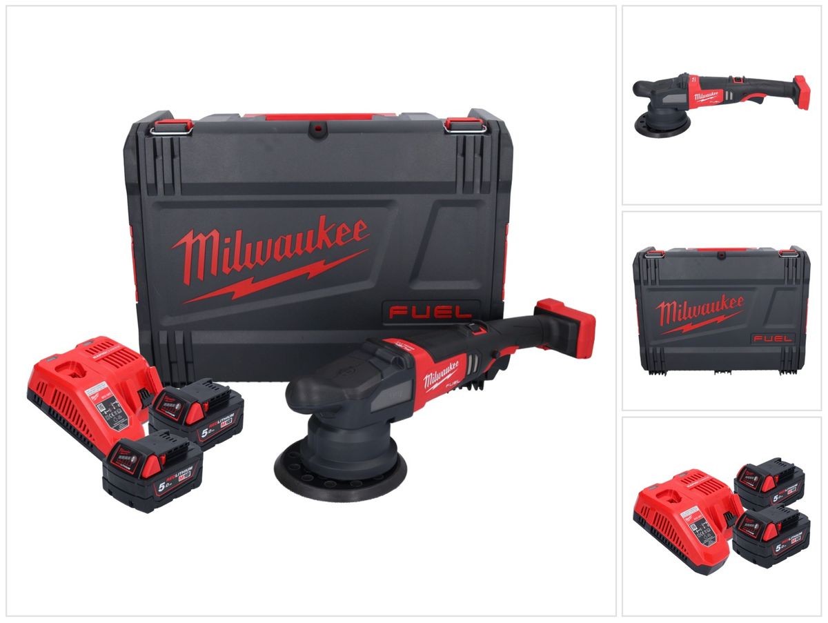 Polisseuse excentrique sur batterie Milwaukee M18 FROP21-502X 18 V 150 mm (4933478837) brushless + 2x batterie 5,0 Ah + chargeur + boîtier HD