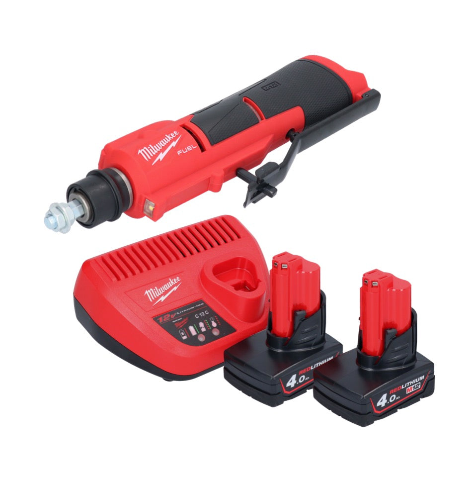 Dégrossisseur de pneu à batterie Milwaukee M12 FTB-402 12 V 7/16" Hex Brushless + 2x batterie 4,0 Ah + chargeur