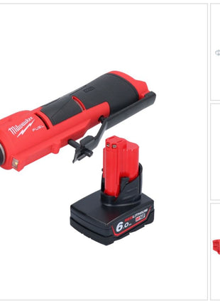 Dégrossisseur de pneu à batterie Milwaukee M12 FTB-601 12 V 7/16" Hex Brushless + 1x batterie 6,0 Ah - sans chargeur