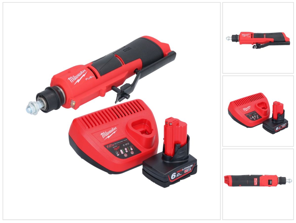 Dégrossisseur de pneu à batterie Milwaukee M12 FTB-601 12 V 7/16" Hex Brushless + 1x batterie 6,0 Ah + chargeur