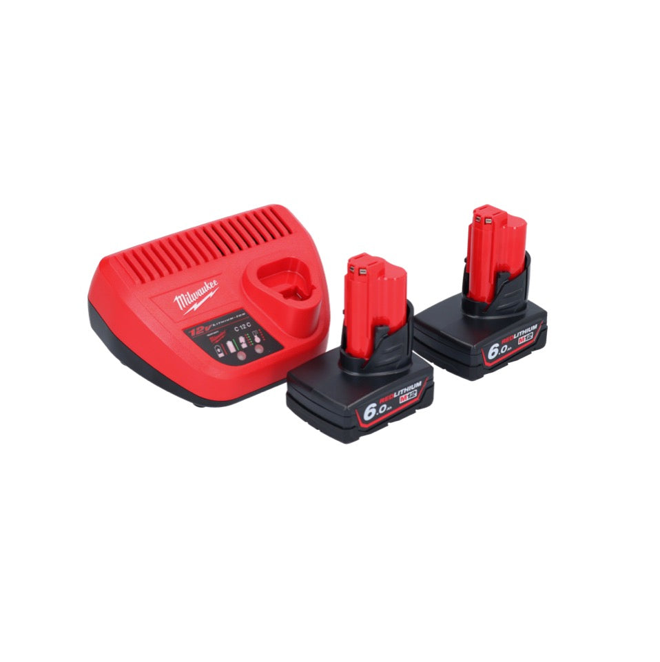 Dégrossisseur de pneu à batterie Milwaukee M12 FTB-602 12 V 7/16" Hex Brushless + 2x batterie + chargeur