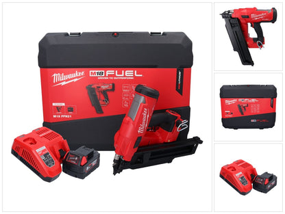 Cloueur à batterie Milwaukee M18 FFN21-501C 18 V 50 - 90 mm sans balais + 1x batterie 5,0 Ah + chargeur + coffret