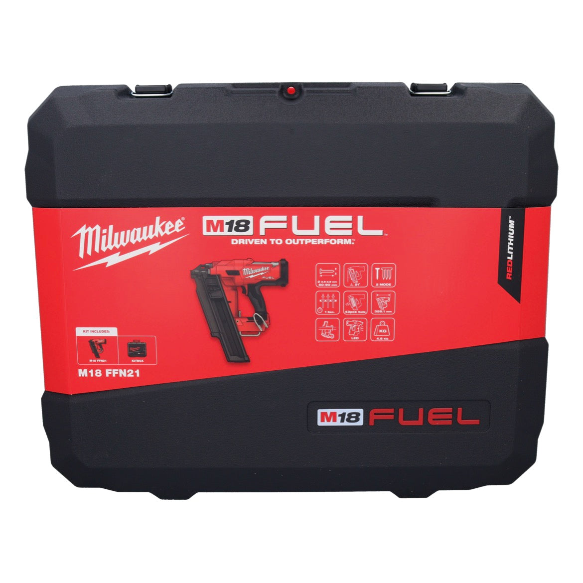 Cloueur à batterie Milwaukee M18 FFN21-501C 18 V 50 - 90 mm sans balais + 1x batterie 5,0 Ah + chargeur + coffret