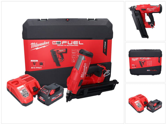 Cloueur à batterie Milwaukee M18 FFN21-551C 18 V 50 - 90 mm sans balais + 1x batterie 5,5 Ah + chargeur + coffret