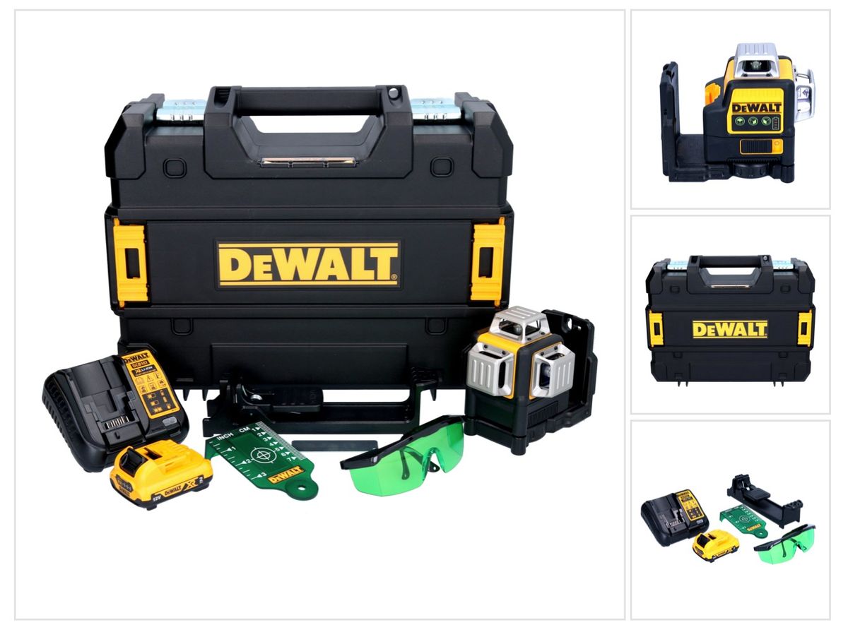 Dewalt DCE 089 D1G batterie laser multiligne 12 V 3x 360° vert + 1x batterie 2,0 Ah + chargeur + TSTAK