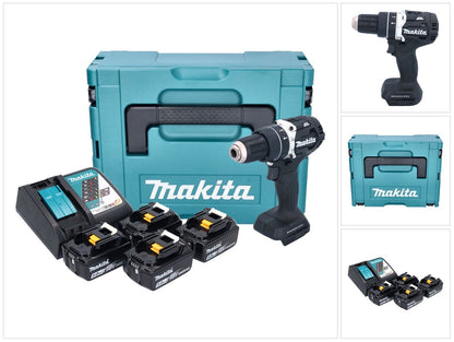 Makita DHP 484 T4JB perceuse à percussion sans fil 18 V 54 Nm sans balais noir + 4x batteries 5,0 Ah + chargeur + Makpac