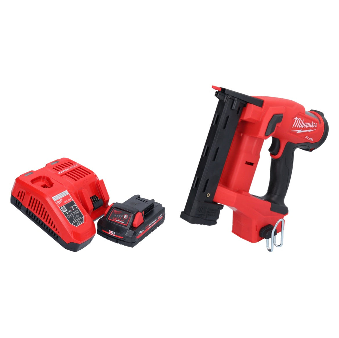 Milwaukee M18 FNCS18GS-301X Akku Tacker 18 V 9,5 - 38 mm Brushless + 1x Akku 3,0 Ah + Ladegerät + HD Box