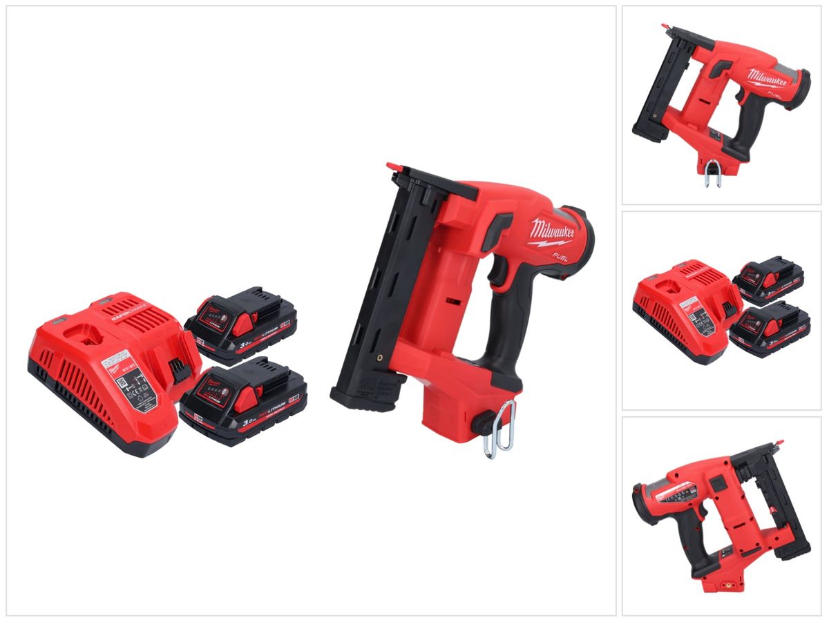 Milwaukee M18 FNCS18GS-302X Akku Tacker 18 V 9,5 - 38 mm Brushless + 2x Akku 3,0 Ah + Ladegerät + HD Box