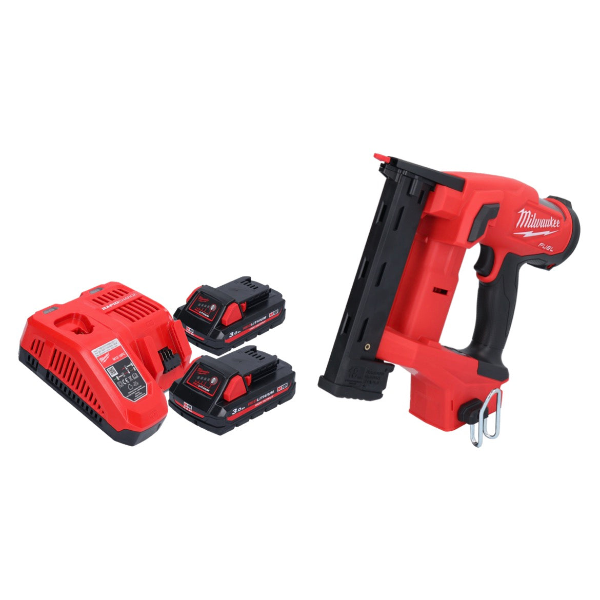 Milwaukee M18 FNCS18GS-302X Akku Tacker 18 V 9,5 - 38 mm Brushless + 2x Akku 3,0 Ah + Ladegerät + HD Box