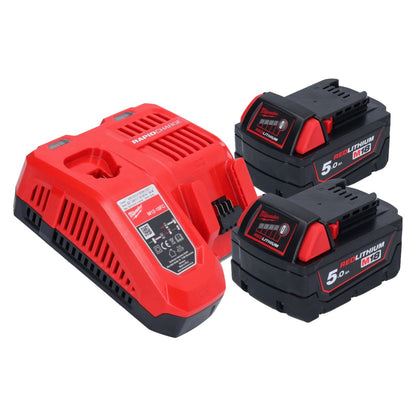 Agrafeuse sur batterie Milwaukee M18 FNCS18GS-502X 18 V 9,5 - 38 mm sans balais + 2x batterie 5,0 Ah + chargeur + boîtier HD