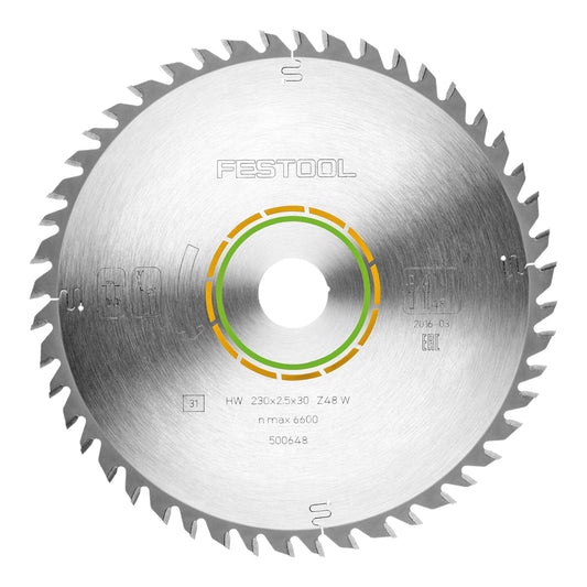 Festool HW 230x2,5x30 W48 Kreissägeblatt WOOD FINE CUT ( 500648 ) 230 x 2,5 x 30 mm 48 Zähne für Vollholz, beschichtete, furnierte Platten