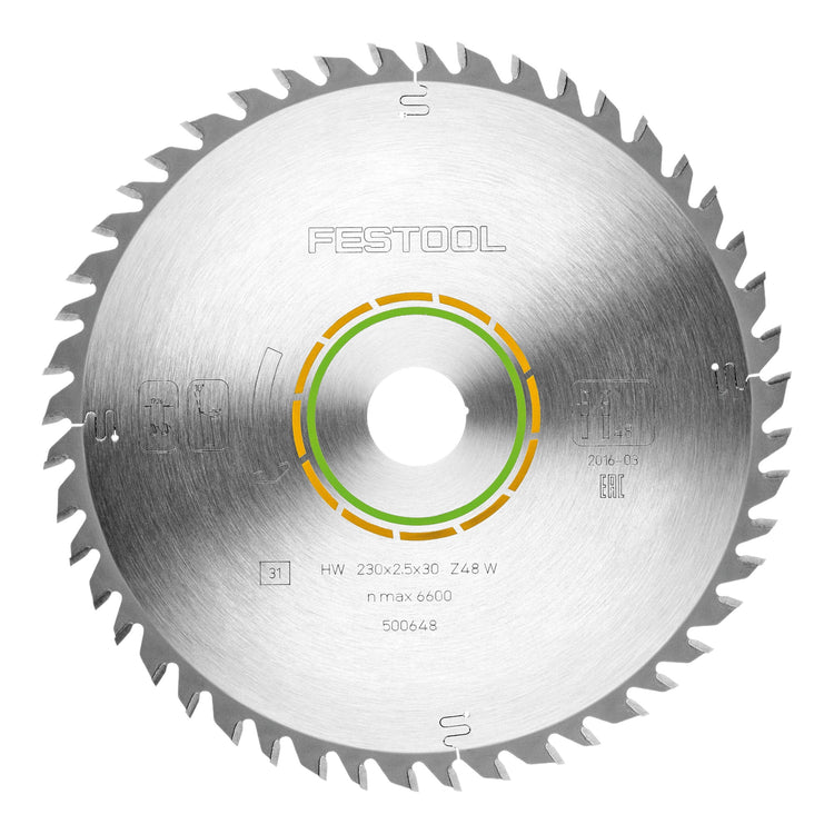 Festool HW 230x2,5x30 Lame de scie circulaire W48 WOOD FINE CUT (500648) 230 x 2,5 x 30 mm 48 dents pour bois massif, enduits, panneaux plaqués