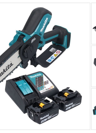 Tronçonneuse à batterie Makita DUC 150 RT201 18 V 15 cm sans balai + 2x batteries 5,0 Ah + chargeur