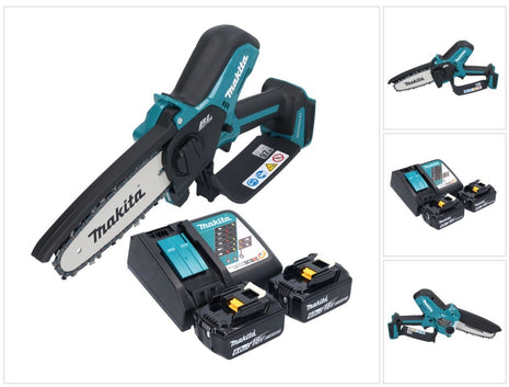 Tronçonneuse à batterie Makita DUC 150 RG201 18 V 15 cm sans balais + 2x batteries 6,0 Ah + chargeur