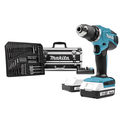 Makita DF 457 DWEX2 perceuse-visseuse sans fil 18 V 42 Nm série G + 2x batteries 1,5 Ah + chargeur + jeu d'accessoires 70 pièces + mallette