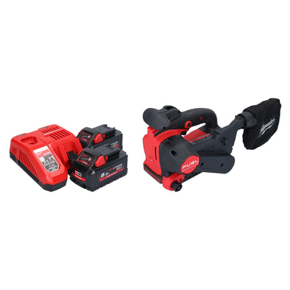 Ponceuse à bande sans fil Milwaukee M18 FBTS75-802 18 V 75 x 457 mm sans balais + 2x batterie 8,0 Ah + chargeur