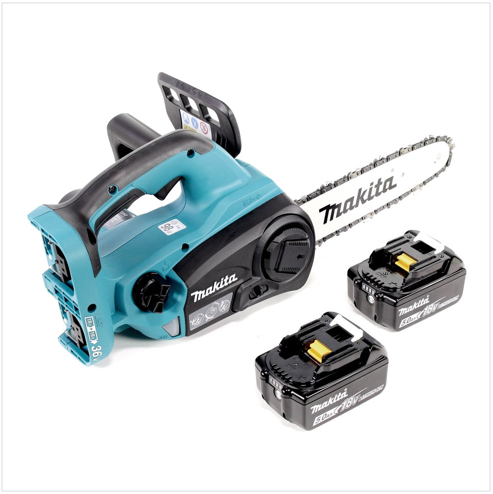 Makita DUC 252 T2 Akku Kettensäge 36V ( 2x18V ) 25 cm + 2x 5,0 Ah Akku - ohne Ladegerät - Toolbrothers