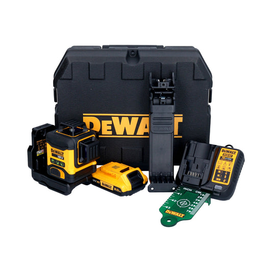 DeWalt DCLE 34031 D1 laser de ligne à batterie 18 V 3x 360° vert + 1x batterie 2,0 Ah + chargeur + étui