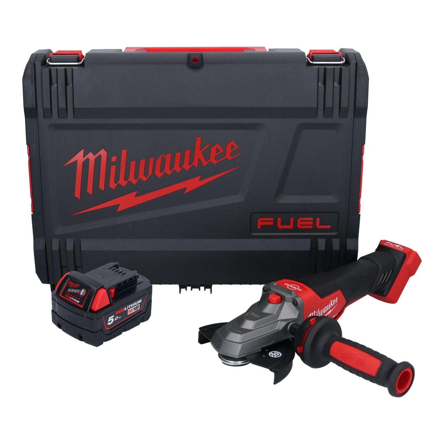 Meuleuse d'angle à tête plate sur batterie Milwaukee M18 FSAGF125XPDB-501X 18 V 125 mm sans balais + 1x batterie 5,0 Ah + boîtier HD - sans chargeur