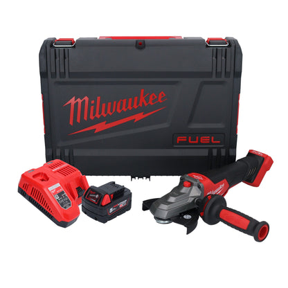 Meuleuse d'angle à tête plate sur batterie Milwaukee M18 FSAGF125XPDB-501X 18 V 125 mm brushless + 1x batterie 5,0 Ah + chargeur + boîtier HD