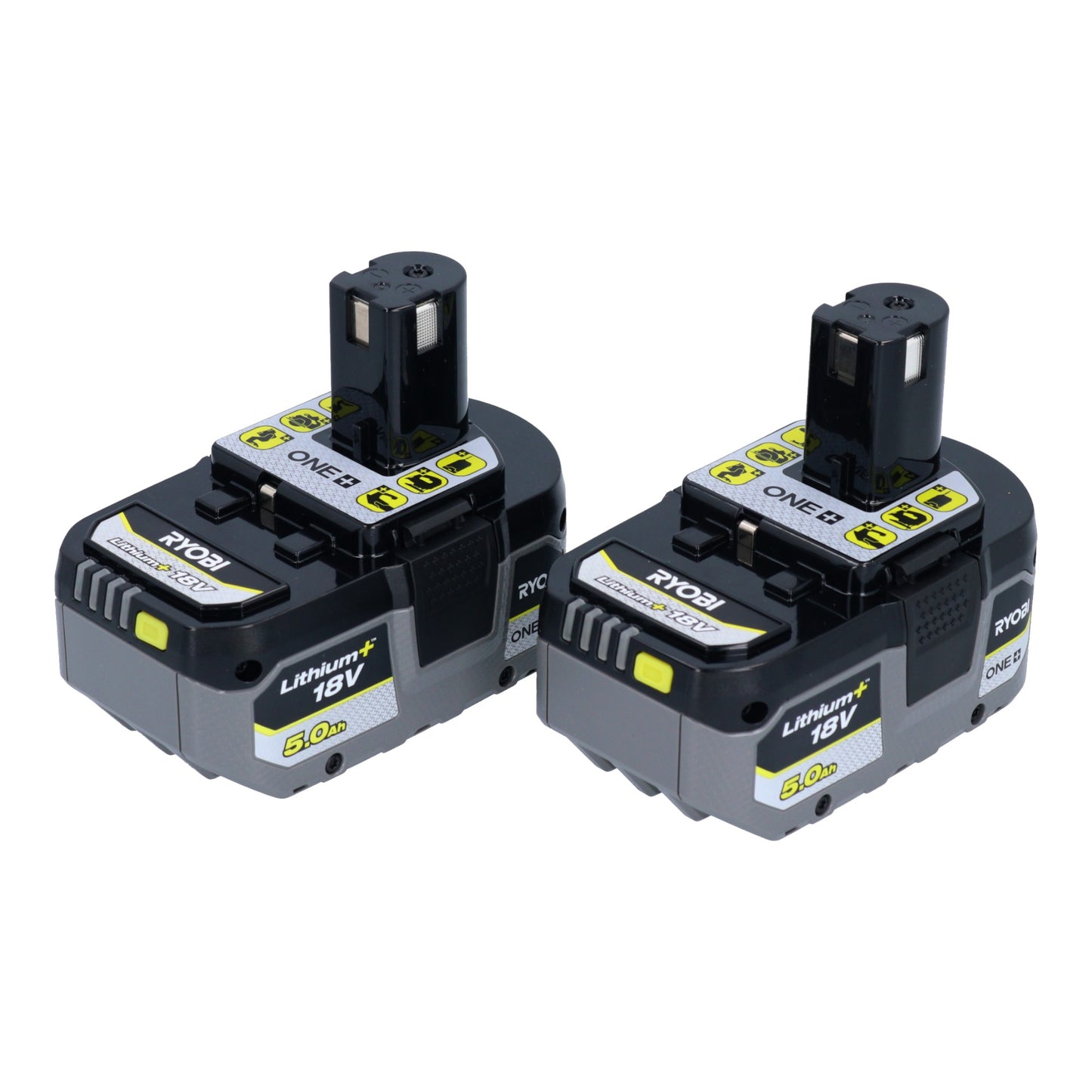 RYOBI RB18LL50F12B 2x batterie 18 V 5,0 Ah / 5000 mAh Li-Ion (5133004831) avec indicateur de niveau de charge