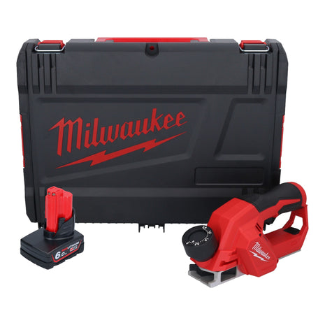 Raboteuse sur batterie Milwaukee M12 BLP-601X 12 V 51 mm sans balais + 1x batterie 6,0 Ah + boîtier HD - sans chargeur