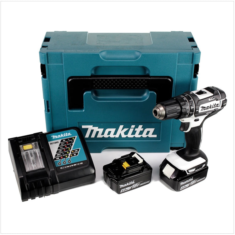 Makita DHP 482 RMJ W Akku Schlagbohrschrauber 18 V 62Nm im Makpac + 2x 4,0Ah Akku + Ladegerät - Toolbrothers