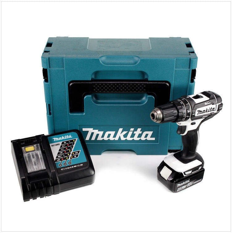 Makita DHP 482 RM1J W Akku Schlagbohrschrauber 18 V 62Nm im Makpac + 1x 4,0Ah Akku + Ladegerät - Toolbrothers