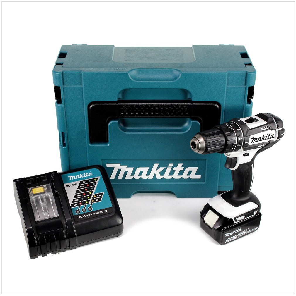 Makita DHP 482 RF1J W Akku Schlagbohrschrauber 18 V 62Nm + 1x Akku 3,0Ah + Ladegerät im Makpac - Toolbrothers