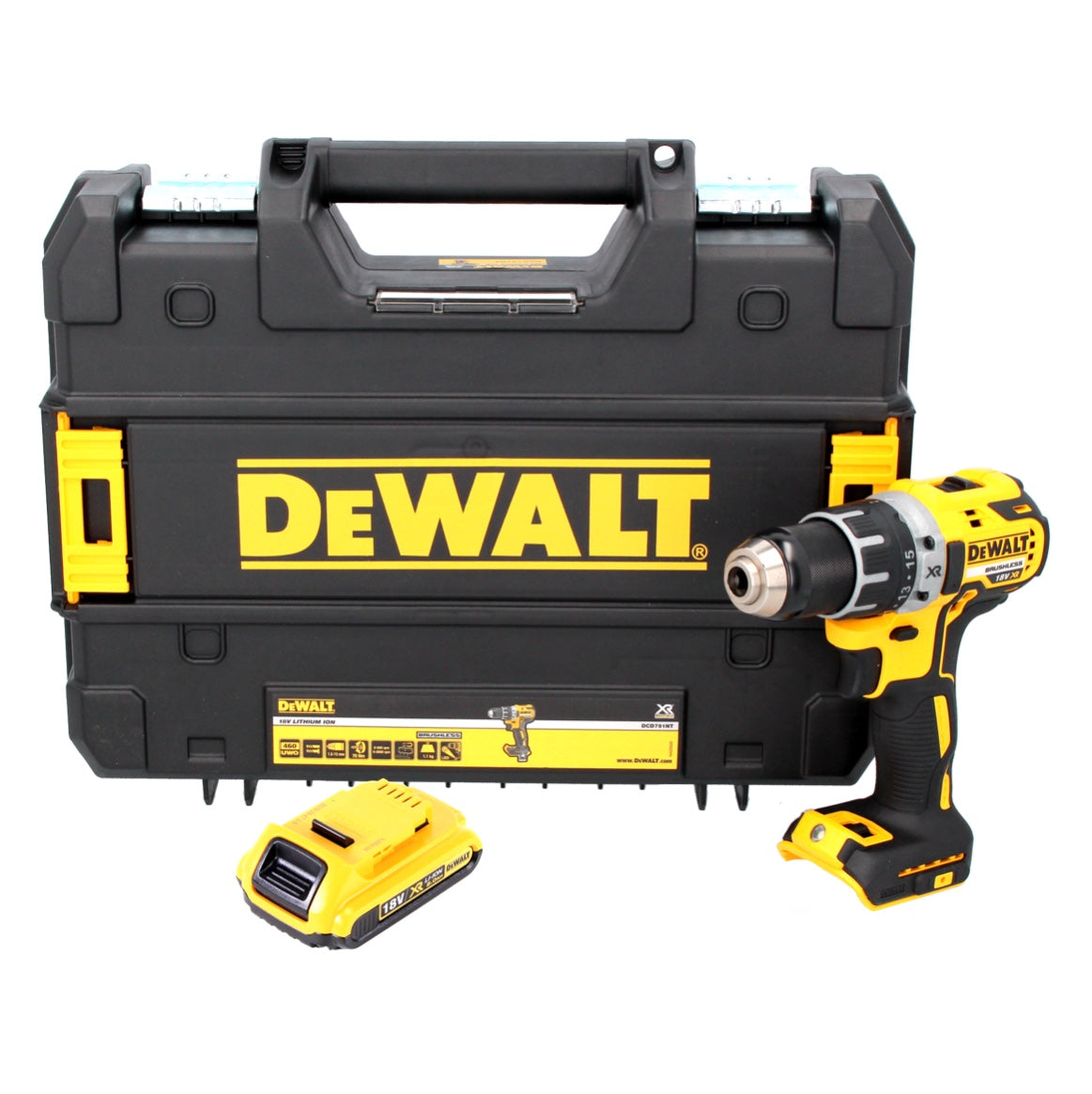 DeWalt DCD 791 NT Akku Bohrschrauber 18 V 70 Nm Brushless + 1x Akku 2,0 Ah + TSTAK - ohne Ladegerät - Toolbrothers