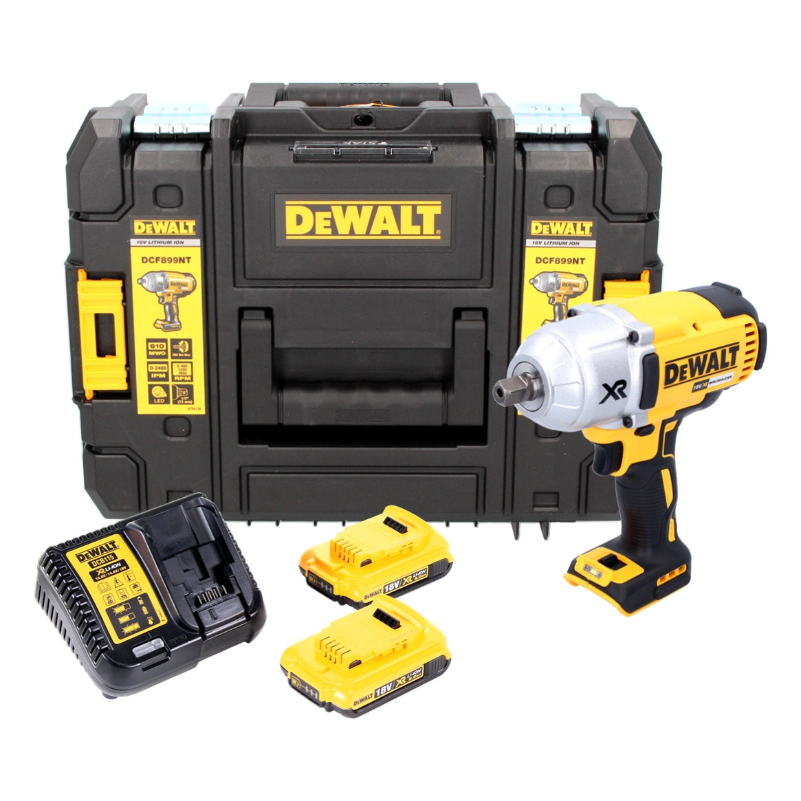 DeWalt DCF 899 D2 Akku Schlagschrauber 18 V 950 Nm 1/2" Brushless + 2x Akku 2,0 Ah + Ladegerät + TSTAK - Toolbrothers