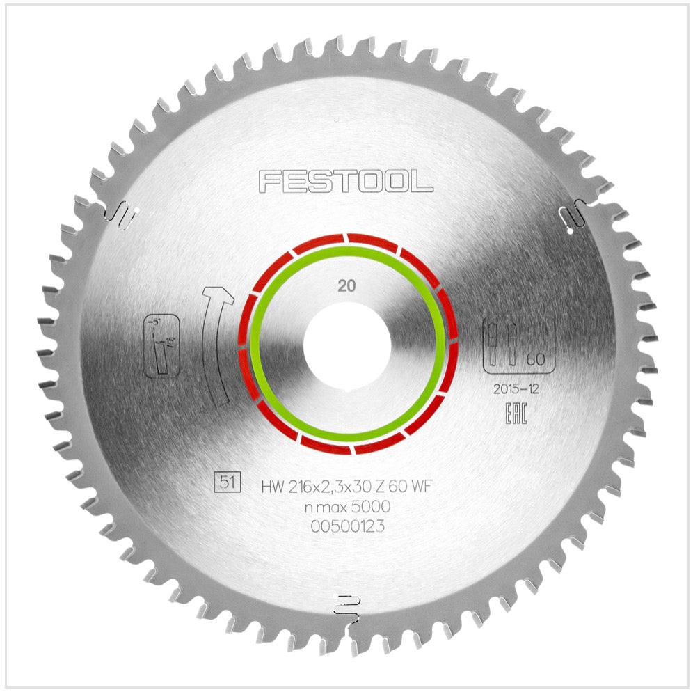 Festool Spezial Kreissägeblatt HW 216 x 30 x 2,3 mm WZ/FA60 216 mm 60 Zähne ( 500123 ) - Toolbrothers