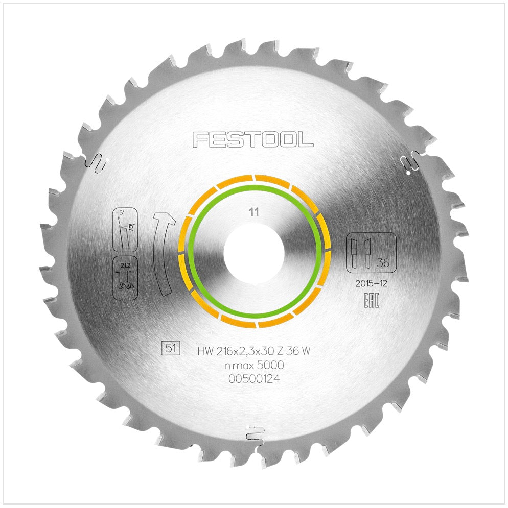 Festool Universal Kreissägeblatt HW 216 x 30 x 2,3 mm W36 216 mm 36 Zähne ( 500124 ) - Toolbrothers